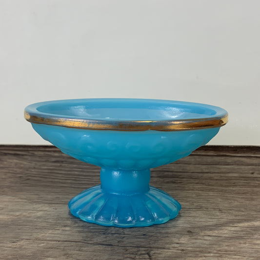 Vintage Avon Blue Glass Pedestal Soap Dish