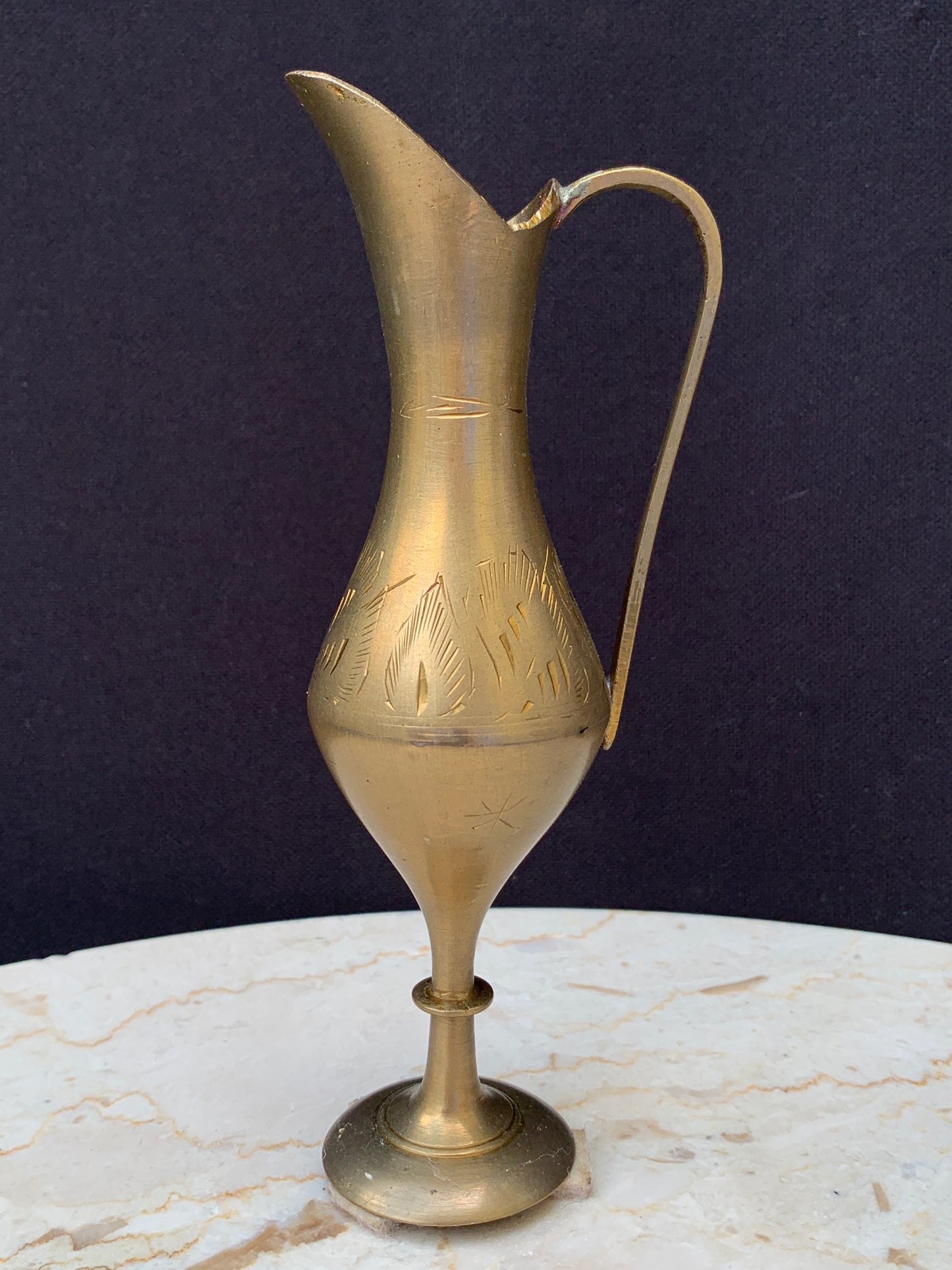 Small Decorative Brass Ewer Vintage Brass Boho Decor Etched Brass