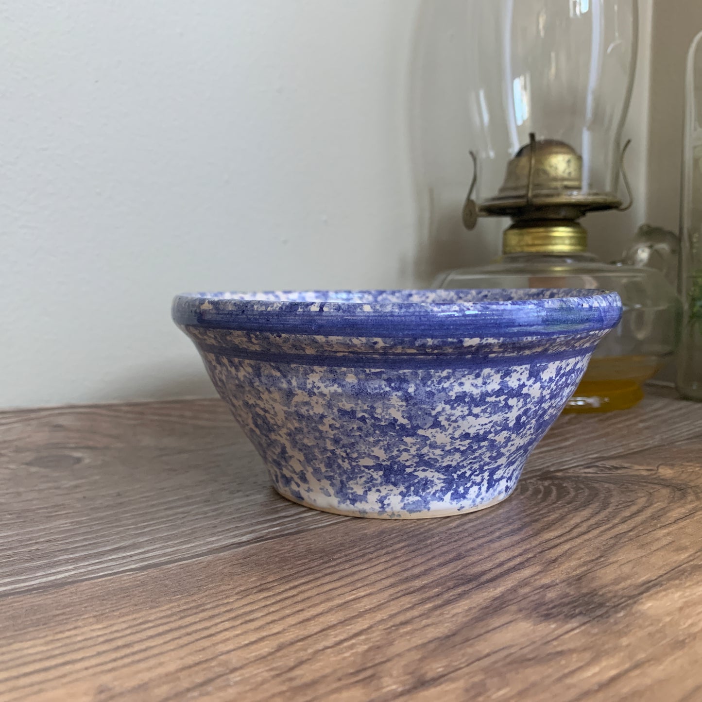Small Blue and White Signed Pottery Bowl Vintage Farmhouse Decor Small Pottery Bowl