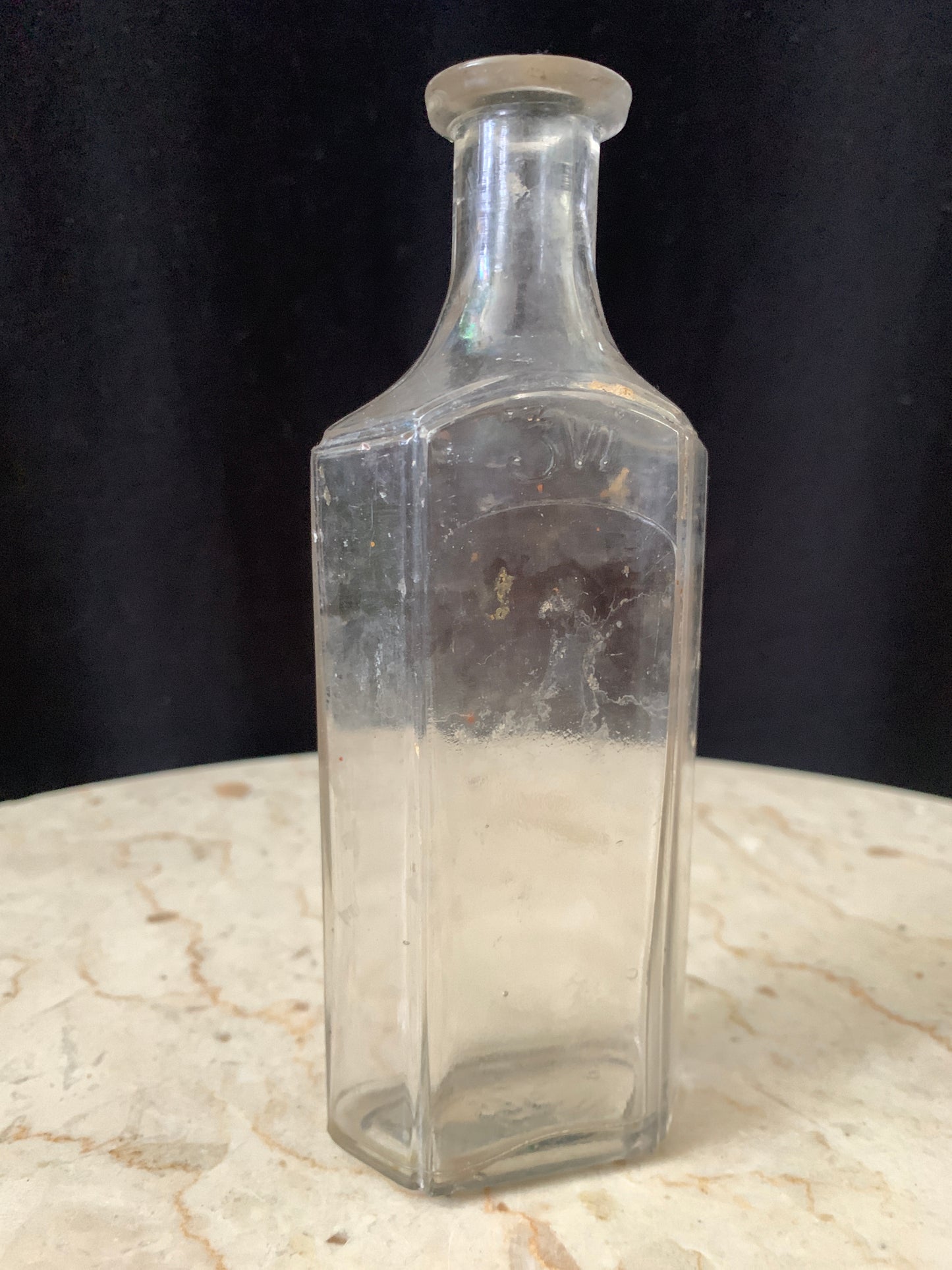 Antique Bottle with Embossed Numbers, Vintage Apothecary Bottle Antique Medicine Bottle