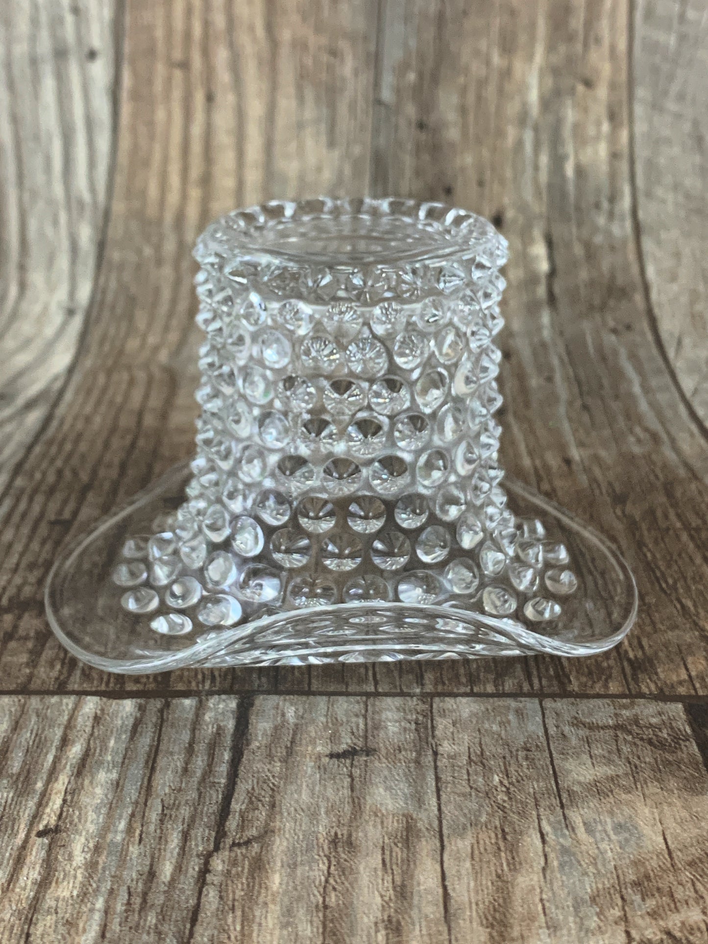 Vintage Glass Hat with Hobnail Pattern Clear Glass Hobnail Top Hat