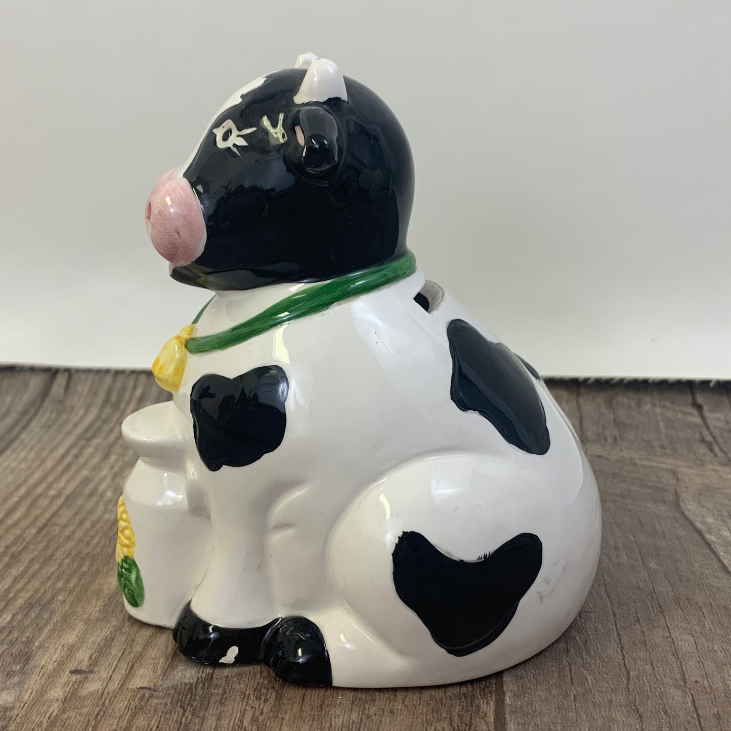 Black and White Ceramic Cow Coin Bank