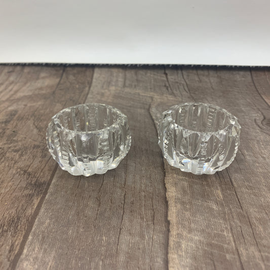 Clear Glass Open Salt Cellar, Cut Crystal Personal Salt Dips