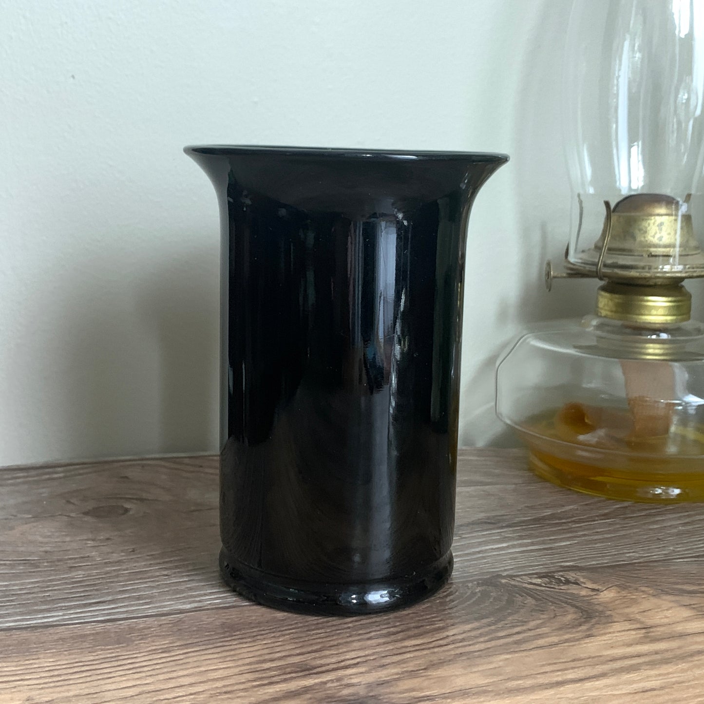 Vintage Black Amethyst Glass Vase, Gothic Home Decor, Black Glass Vintage Vase
