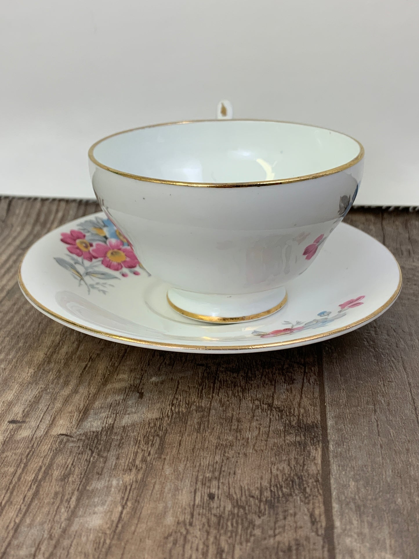 Vintage English Teacup with Pink Floral Pattern