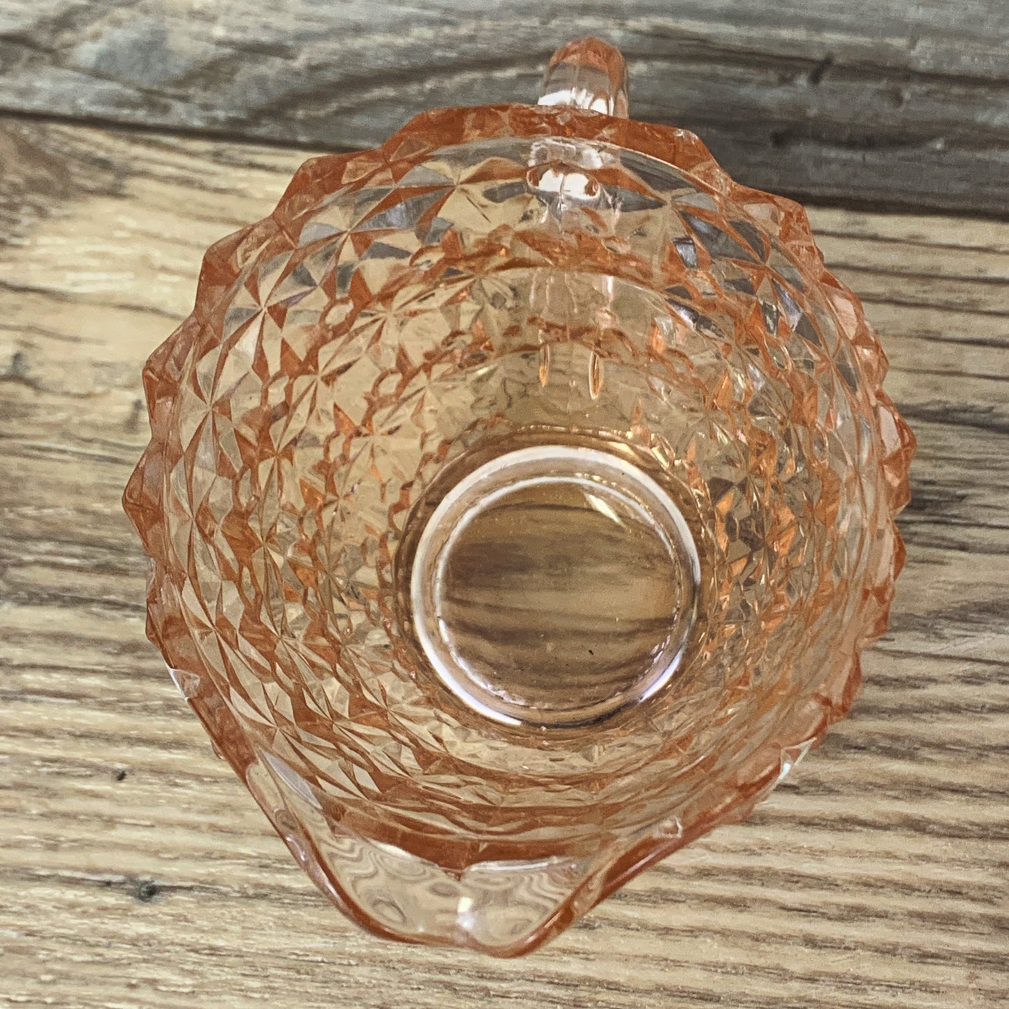 Pink Depression Glass Cream Pitcher, Jeanette Glass Buttons and Bows, Jeanette Glass Holiday Pattern