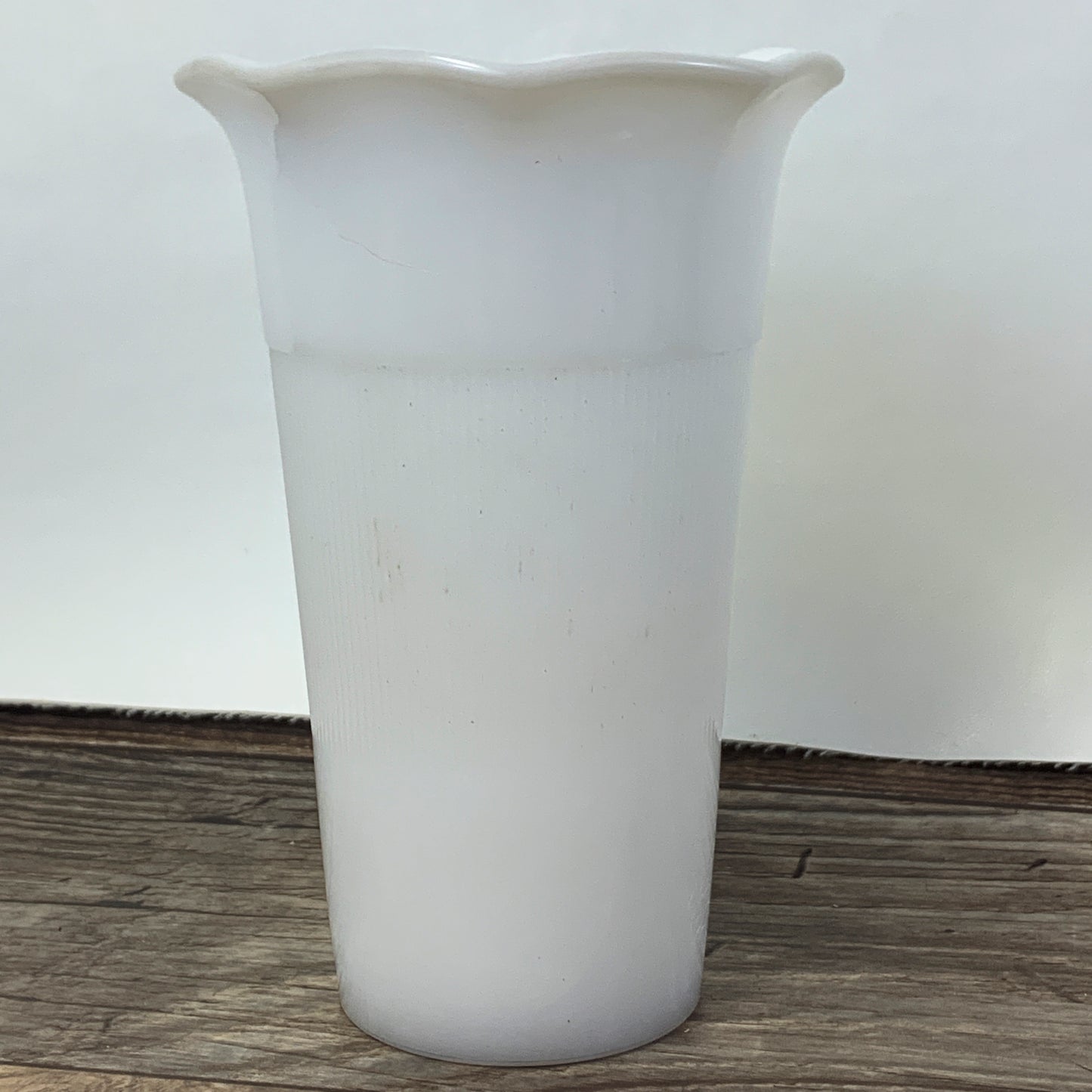 Milk Glass Vase with Ruffled Rim Hazel Atlas Milk Glass Vase with Ribbed Pattern