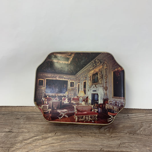 Vintage Biscuit Tin with Royal House Motifs