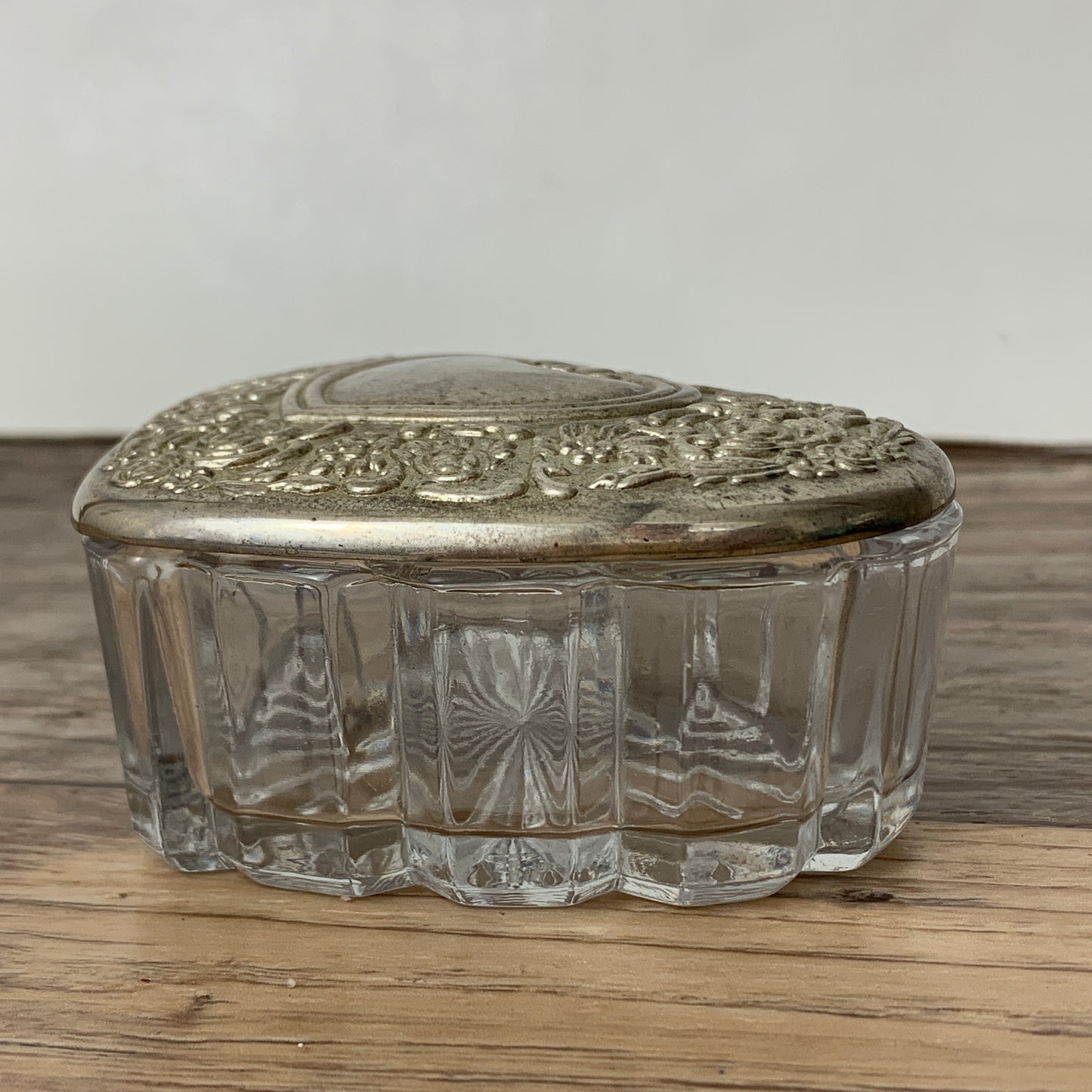 Heart Shaped Trinket Box with Silver Plated Lid