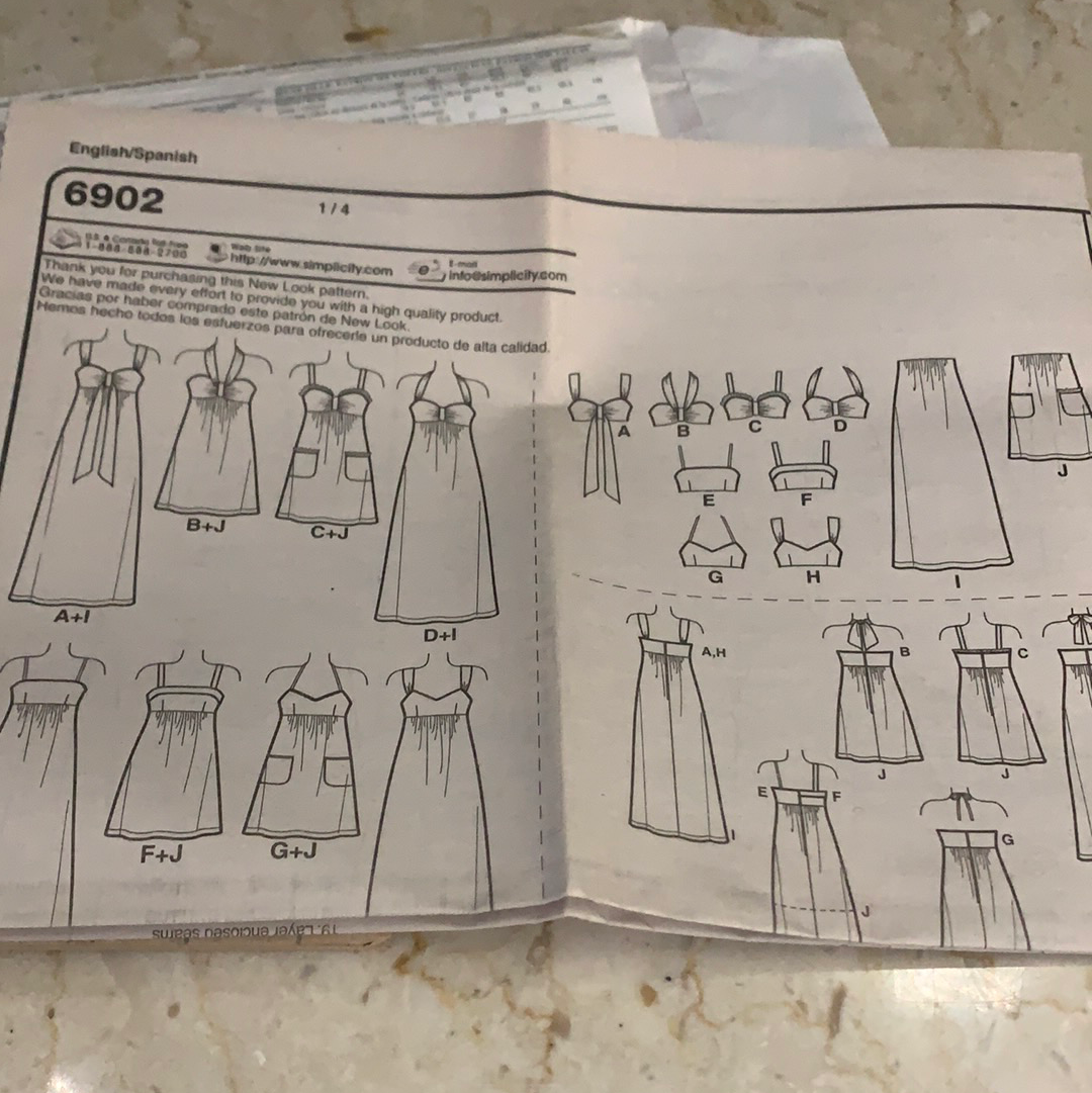 Mix and Match Dress Sewing Pattern Maxi Dress Halter Dress Sundress New Look 6902