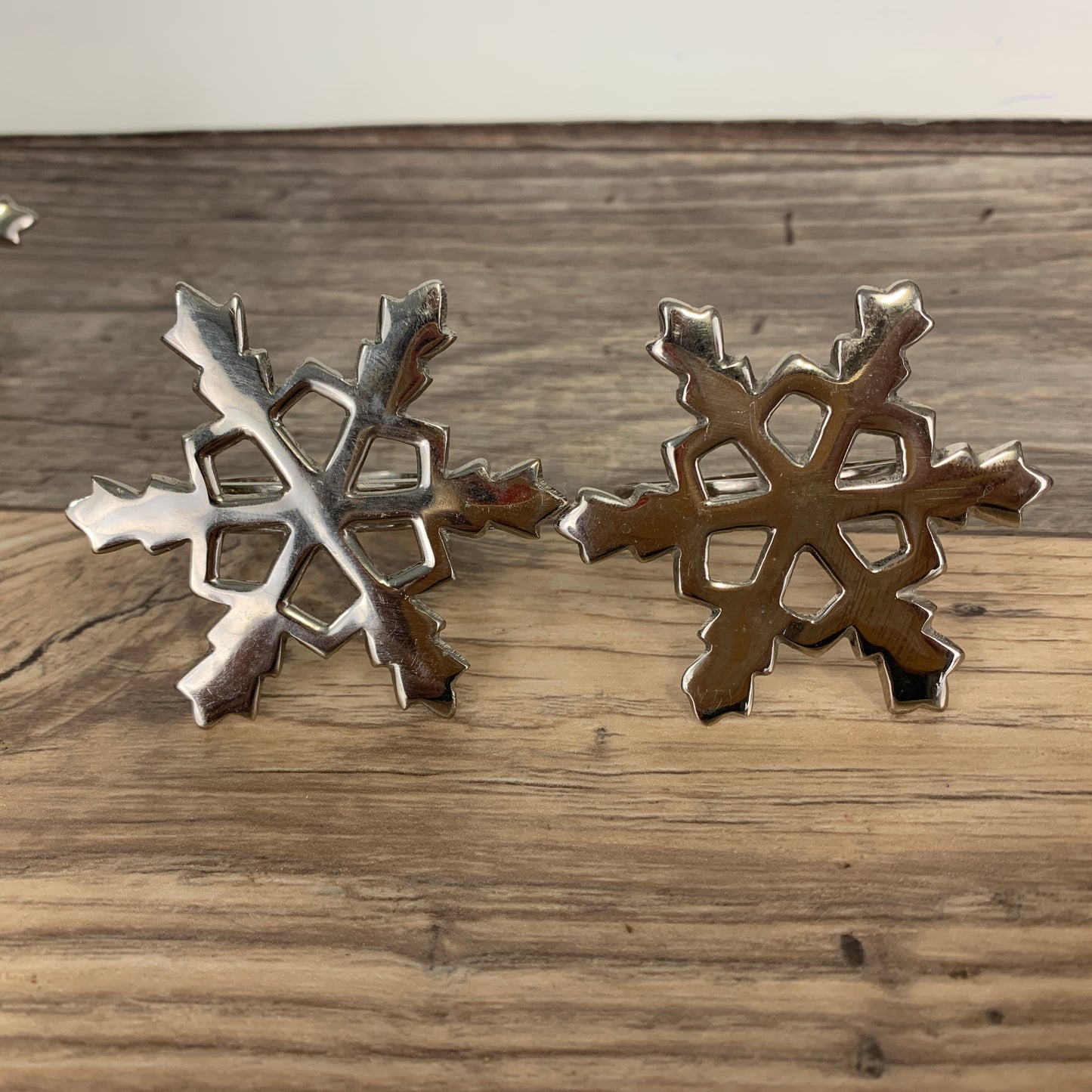 Silver Snowflakes Napkin Rings, Set of 8