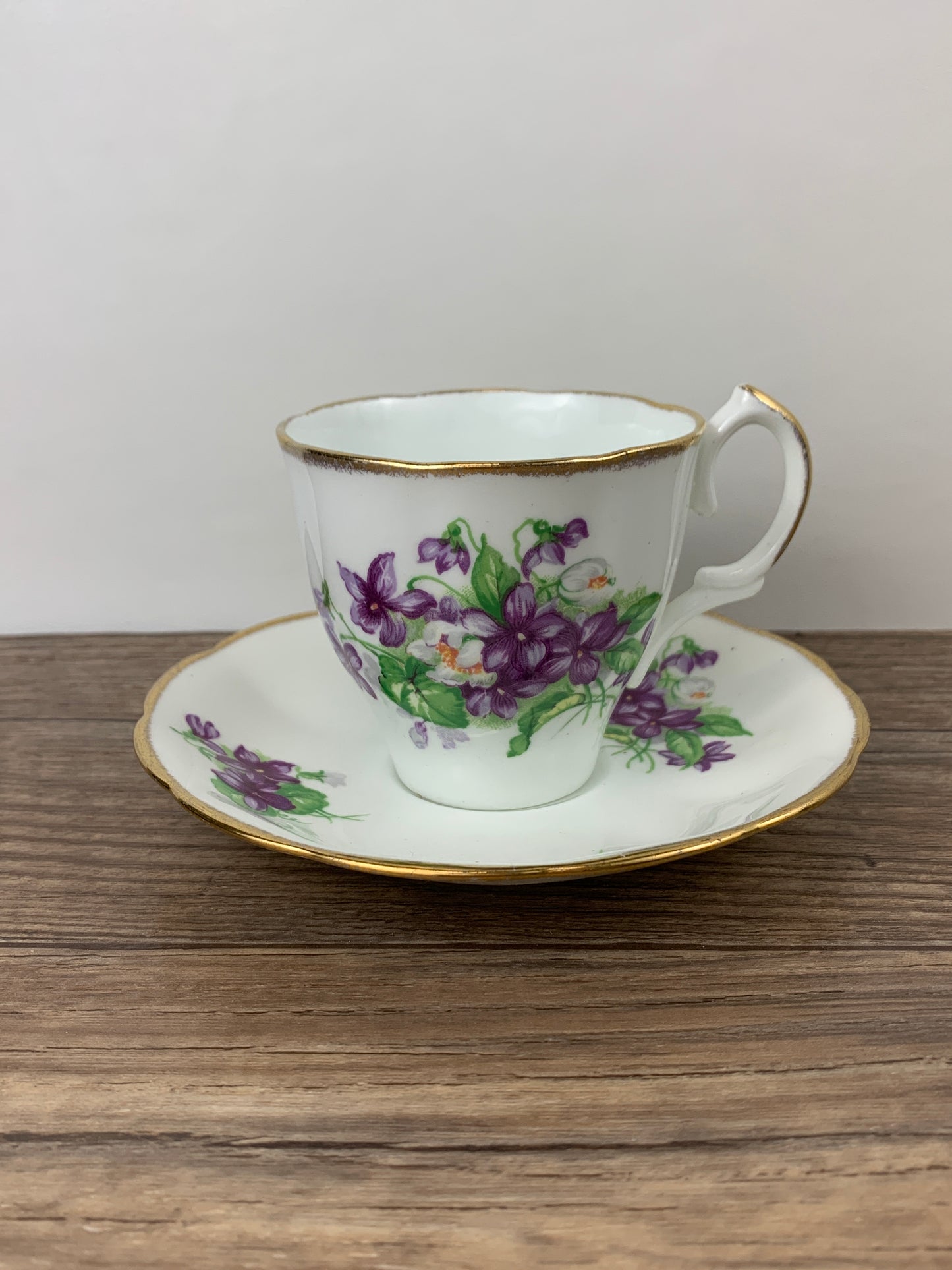 Vintage English Teacup with Purple Violets