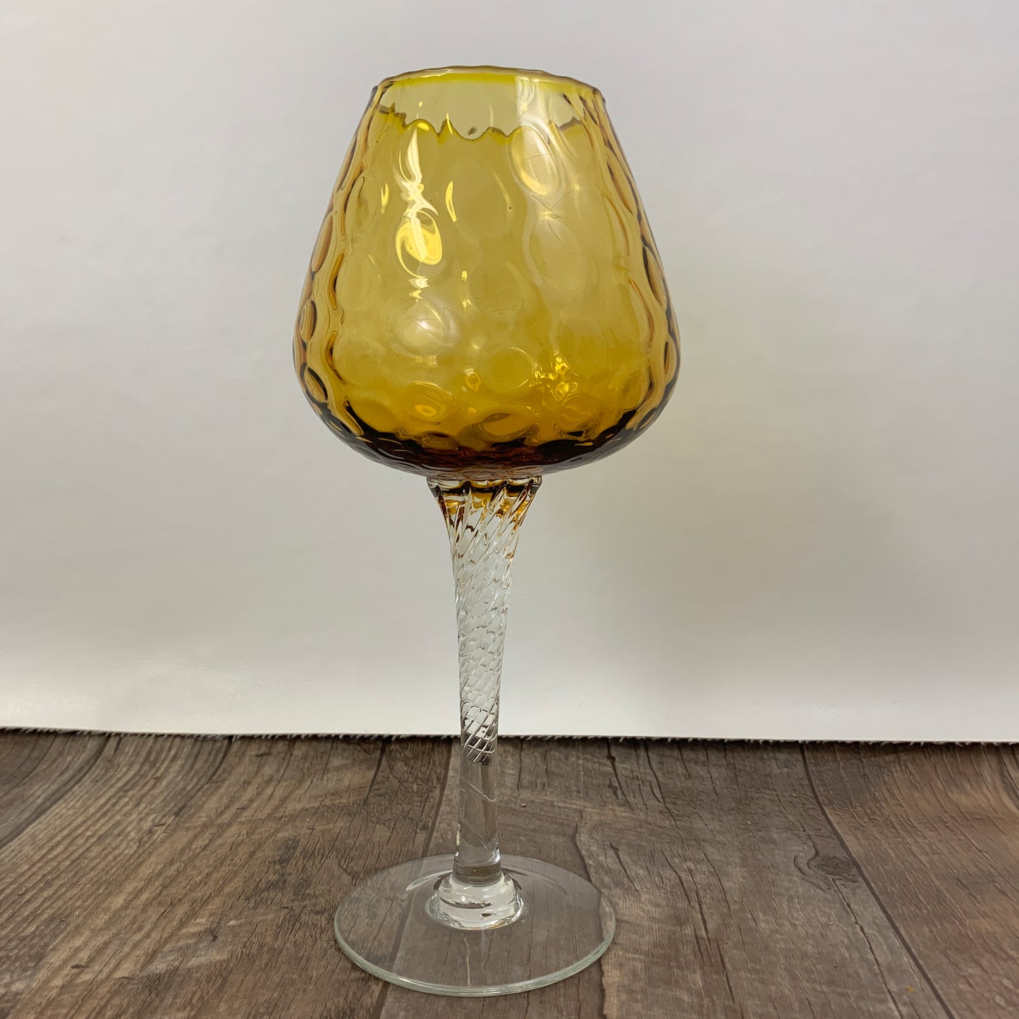 Vintage Amber Art Glass Goblet