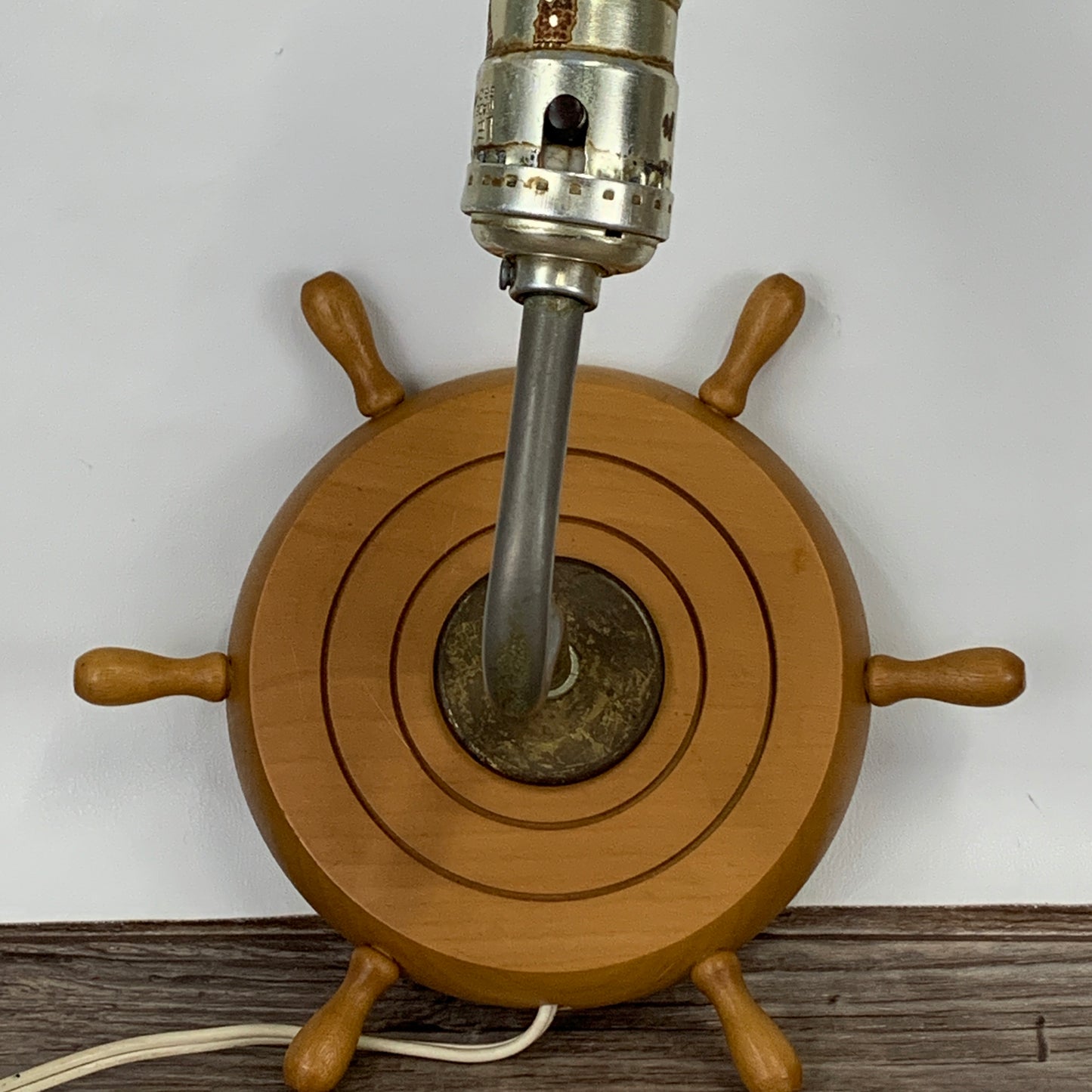 Ship's Wheel Vintage Lamp, Small Wooden Wall Lamp