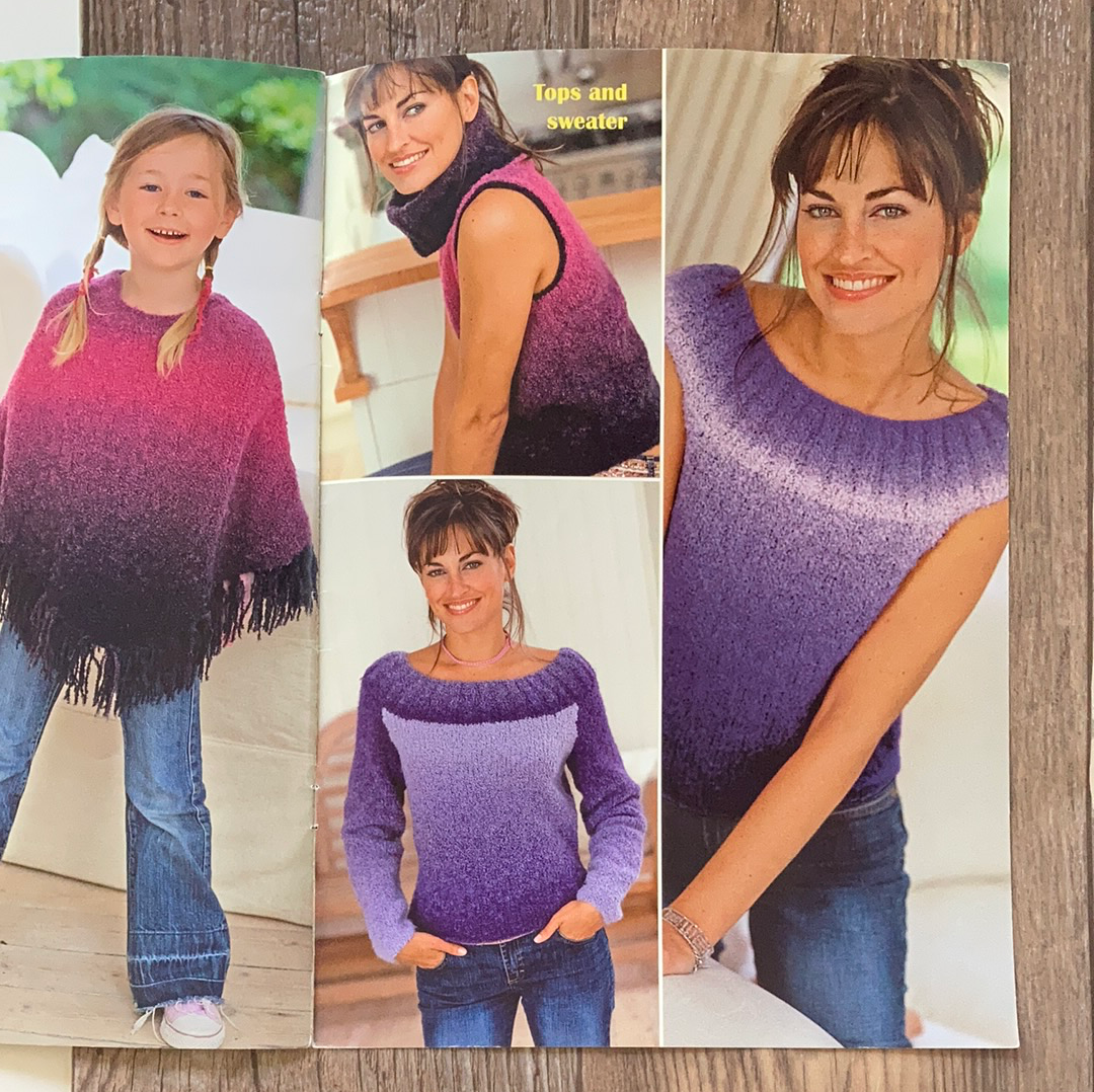 Ladies and Kids Sweaters Hats Scarf Mittens Poncho One Ball Knitting Patterns for YoYo Yarn by Sirdar UK
