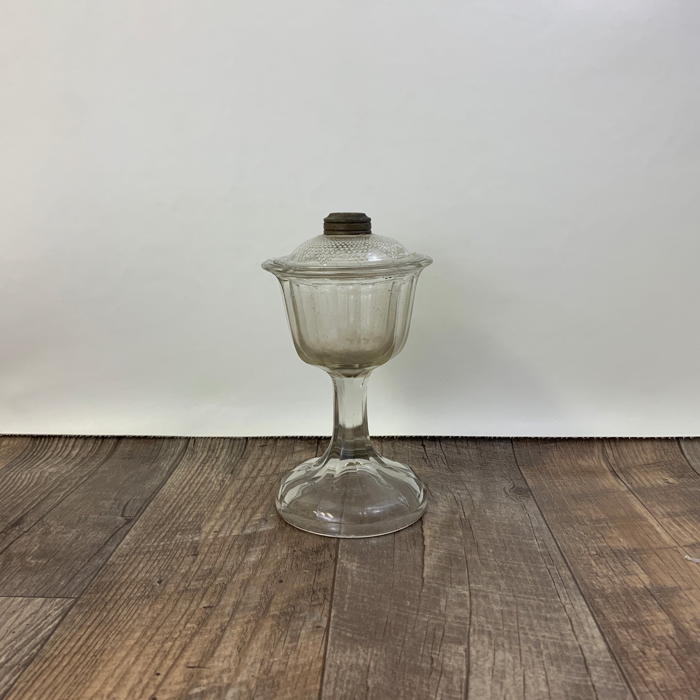 Antique Pedestal Oil Lamp Base - Chipped, Antique Farmhouse Decor Tall Glass Oil Lamp