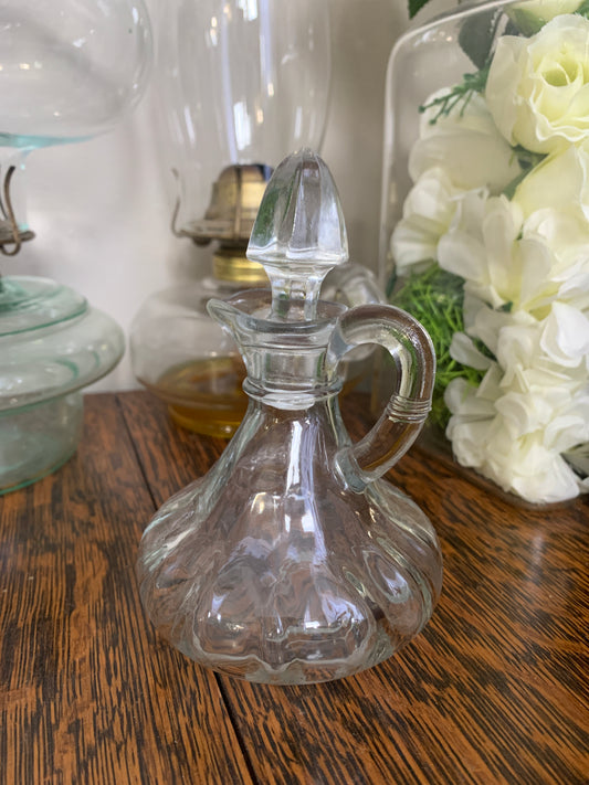 Vintage Clear Glass Cruet with Glass Stopper