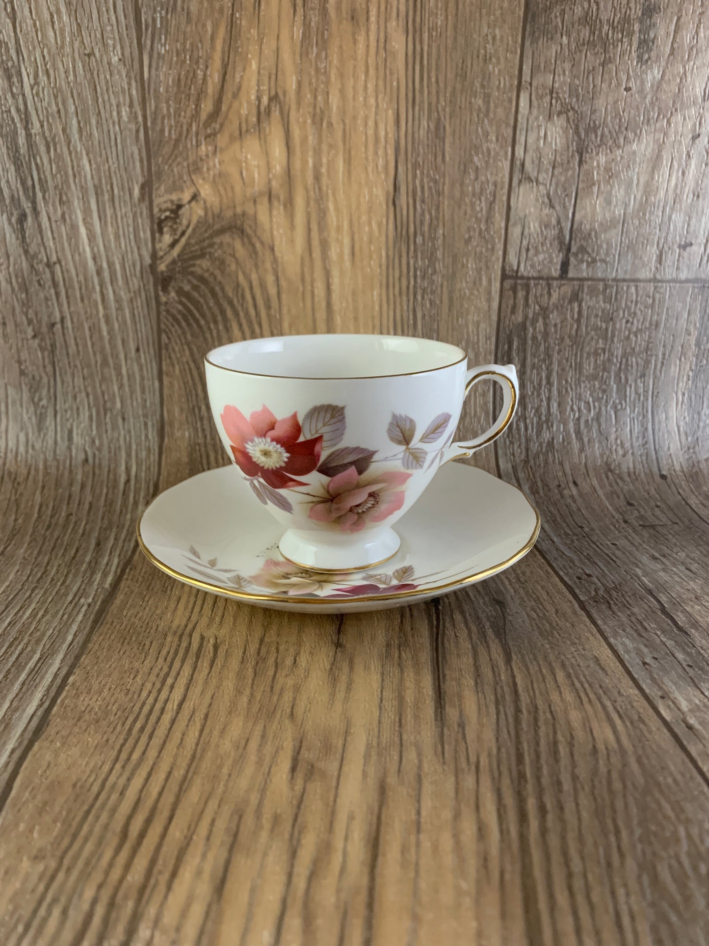 Vintage Royal Vale Tea Cup and Saucer with Pink Roses