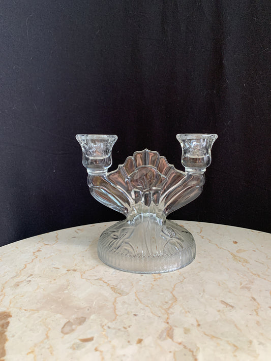 Iris and Herringbone Double Candlestick Holder