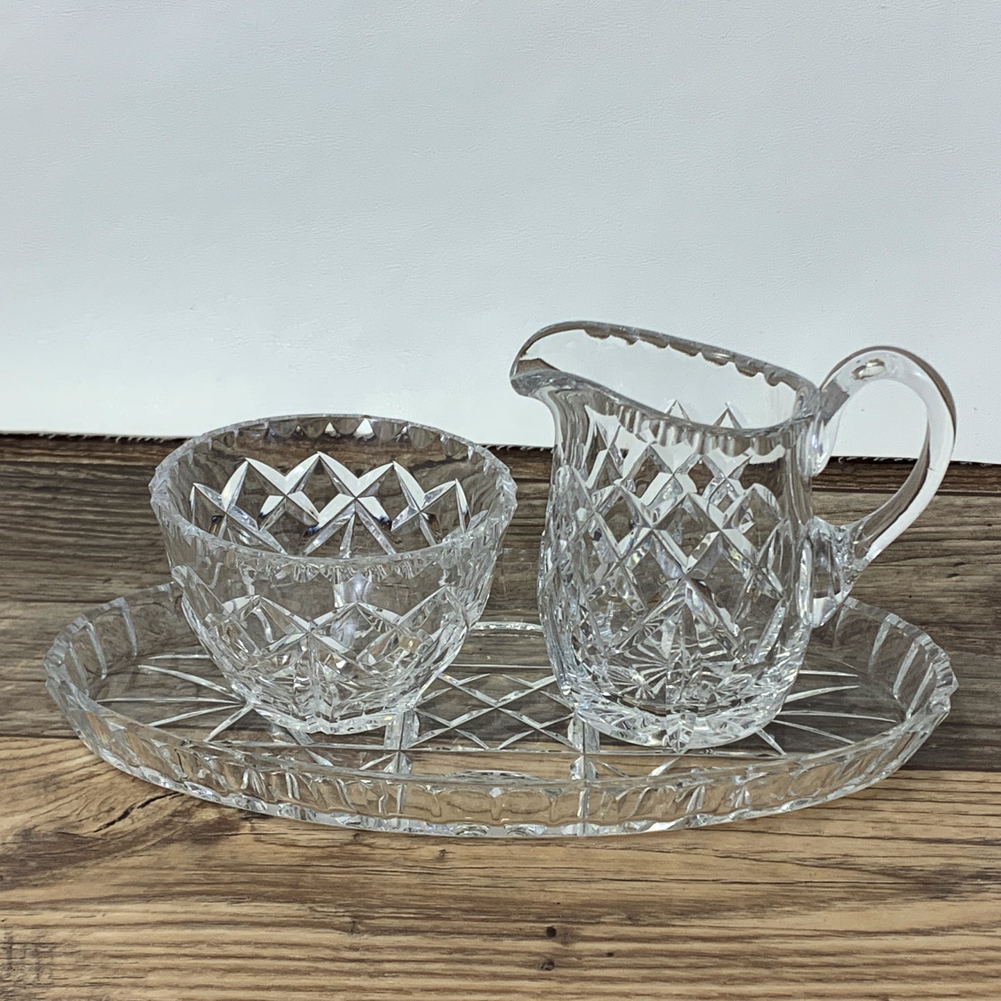 Crystal Cream and Sugar Set with Tray