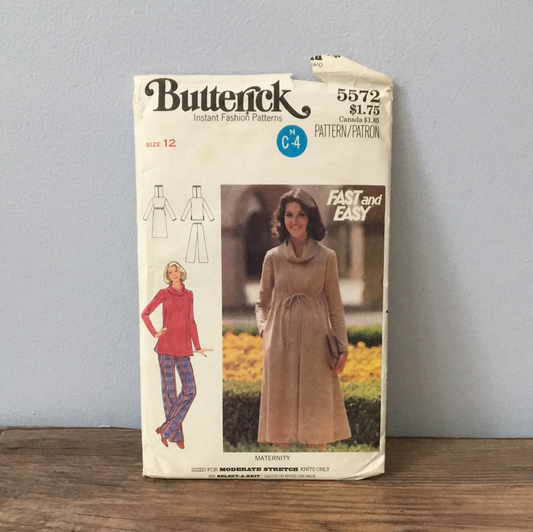 Maternity Dress Top and Pants Sewing Pattern Size 12 Butterick 5572