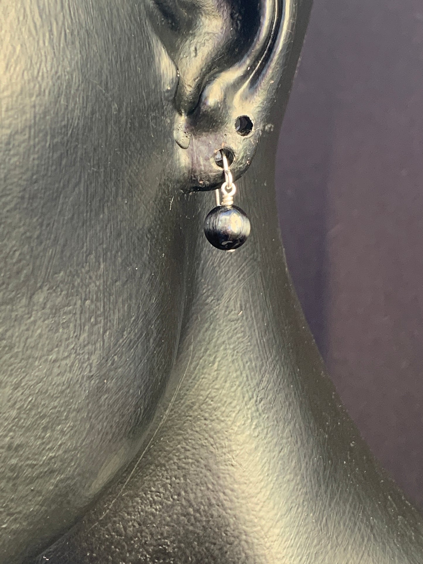 Blue Tiger Eye Gemstone Earrings on Sterling Silver Ear Hooks
