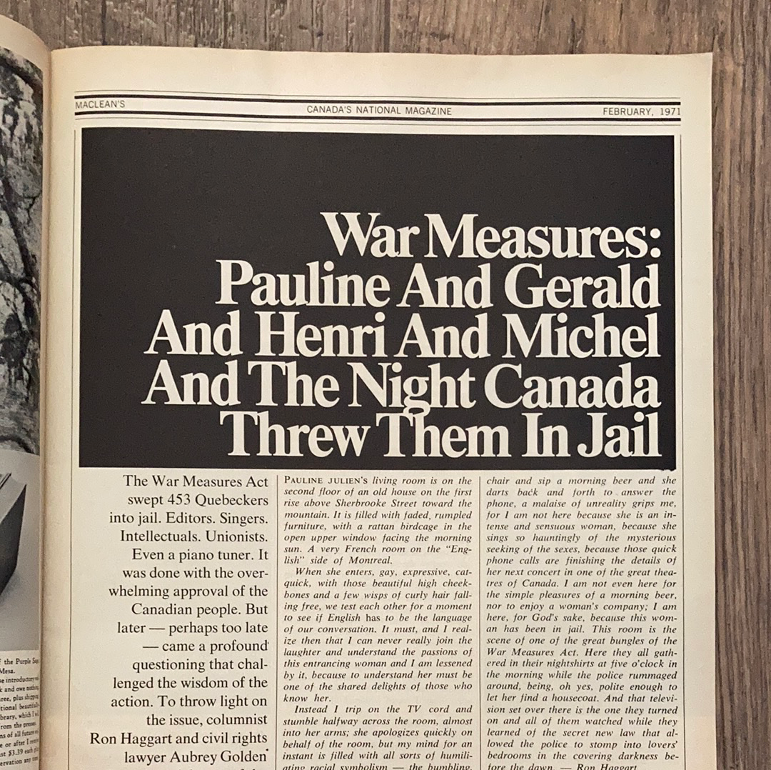 Vintage MacLeans Magazine February 1971 Edition