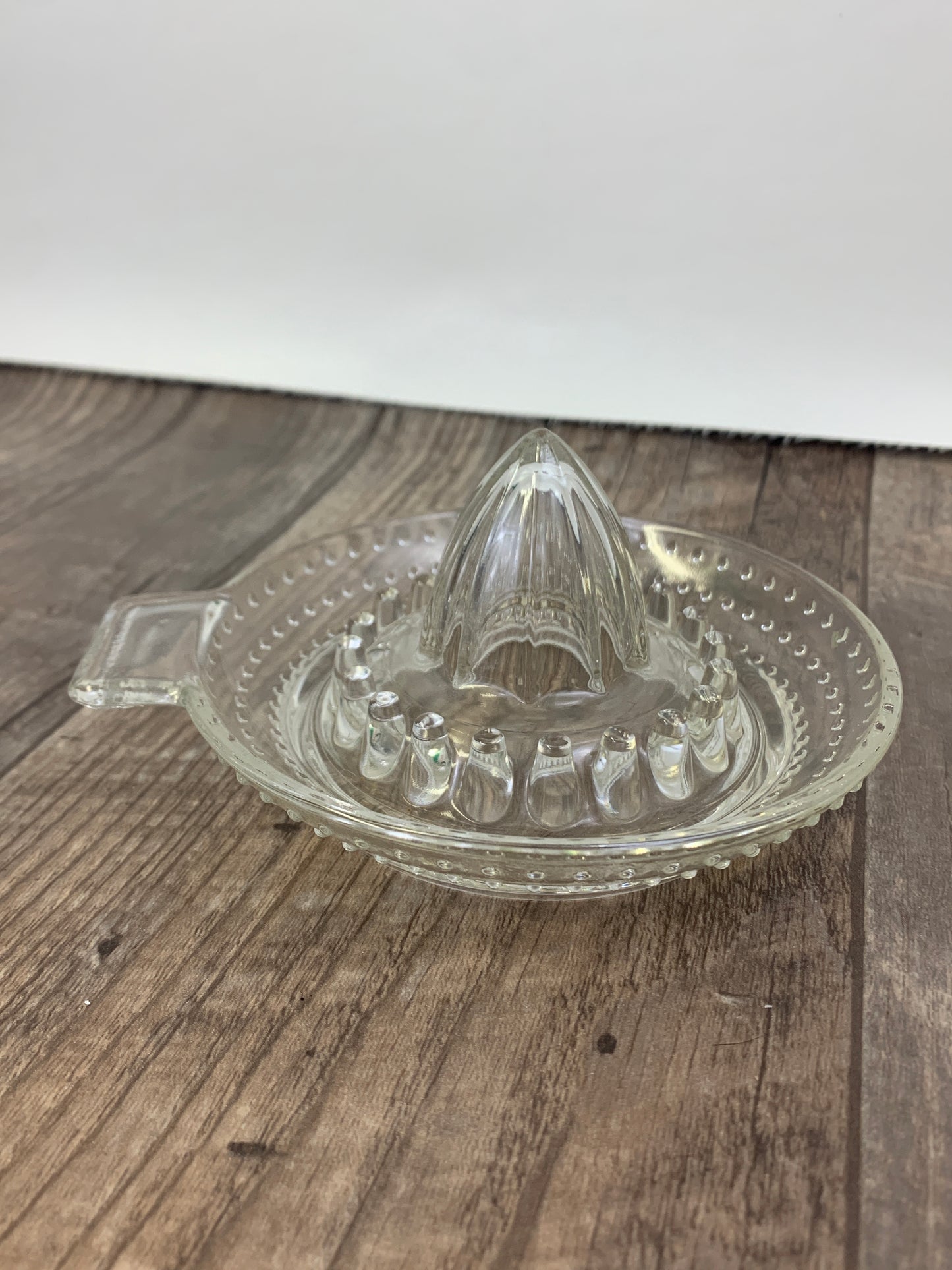 Small Clear Glass Juice Press with Hobnail Pattern Vintage Citrus Reamer Vintage Kitchen