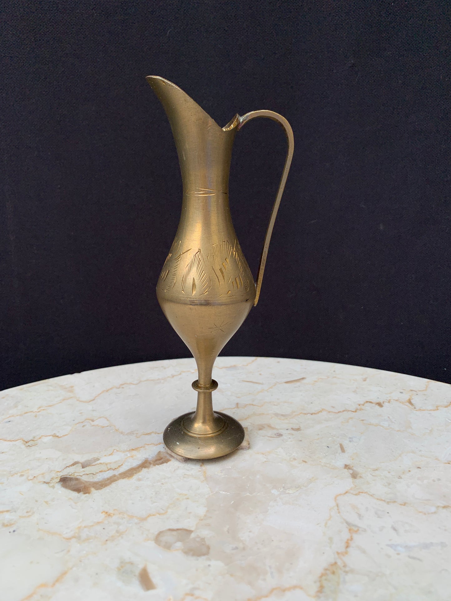 Small Decorative Brass Ewer Vintage Brass Boho Decor Etched Brass