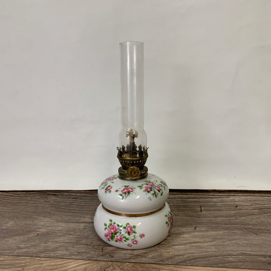 Small Ceramic Oil Lamp with Floral Pattern, Enesco Japan