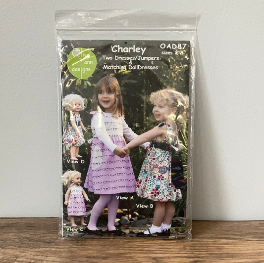 Girls Dress with Matching Doll Dress Sewing Pattern Size 2 to 8 Olive Ann Designs Charley