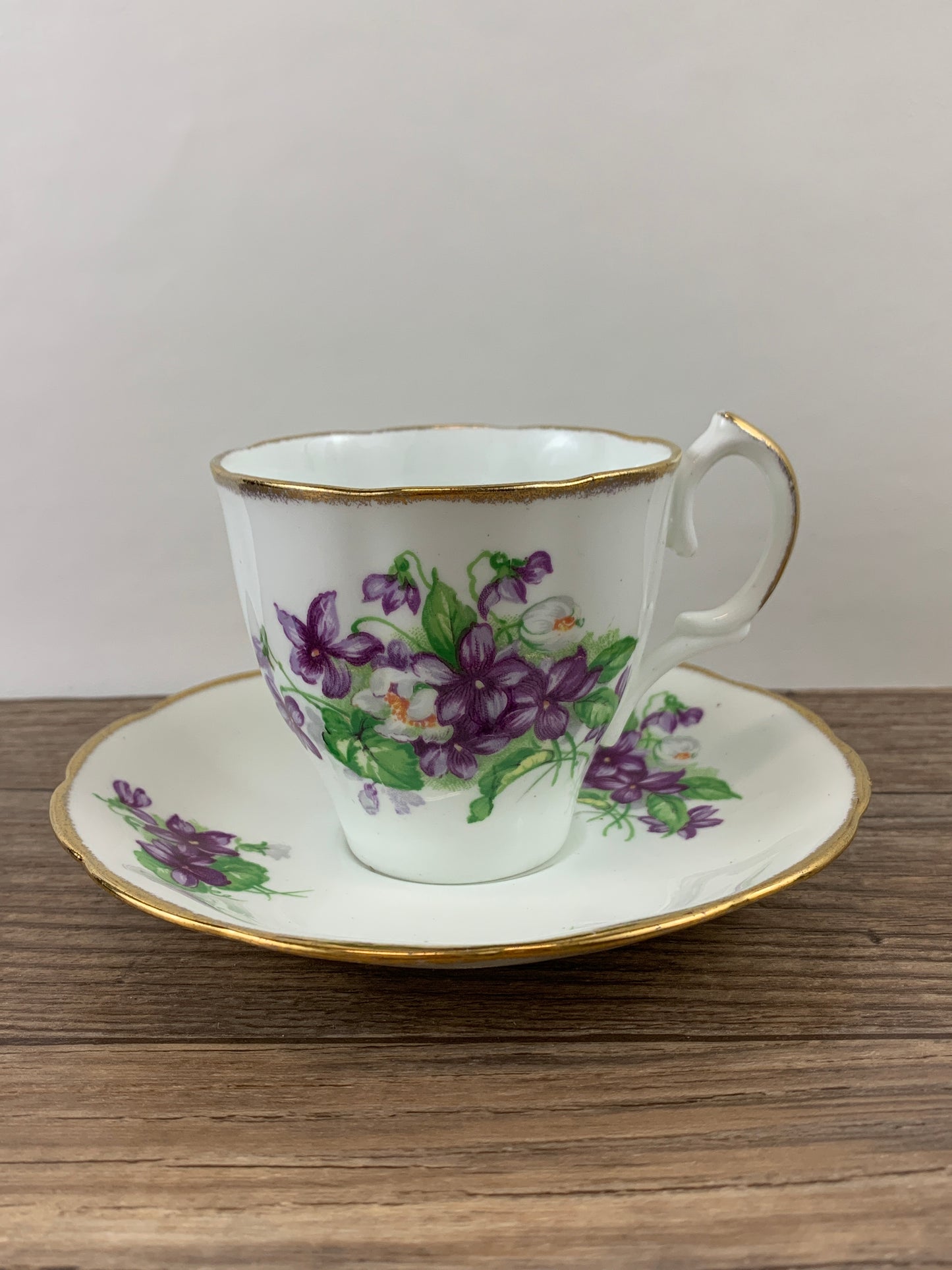 Vintage English Teacup with Purple Violets