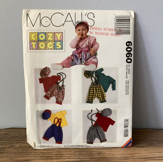 Infants Top Pants and Hat Sewing Pattern Baby Size S to XL McCalls 6060 Cozy Togs