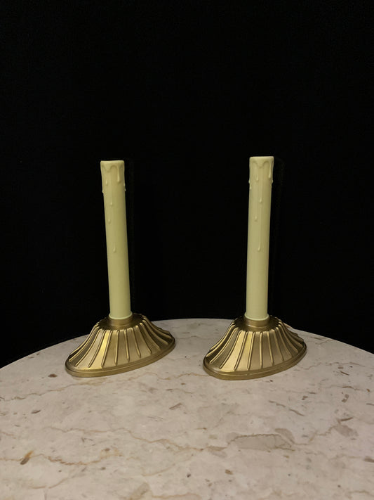 Electric Candle Vintage Christmas Decoration  Pair Set f Two Candlestick Christmas Light