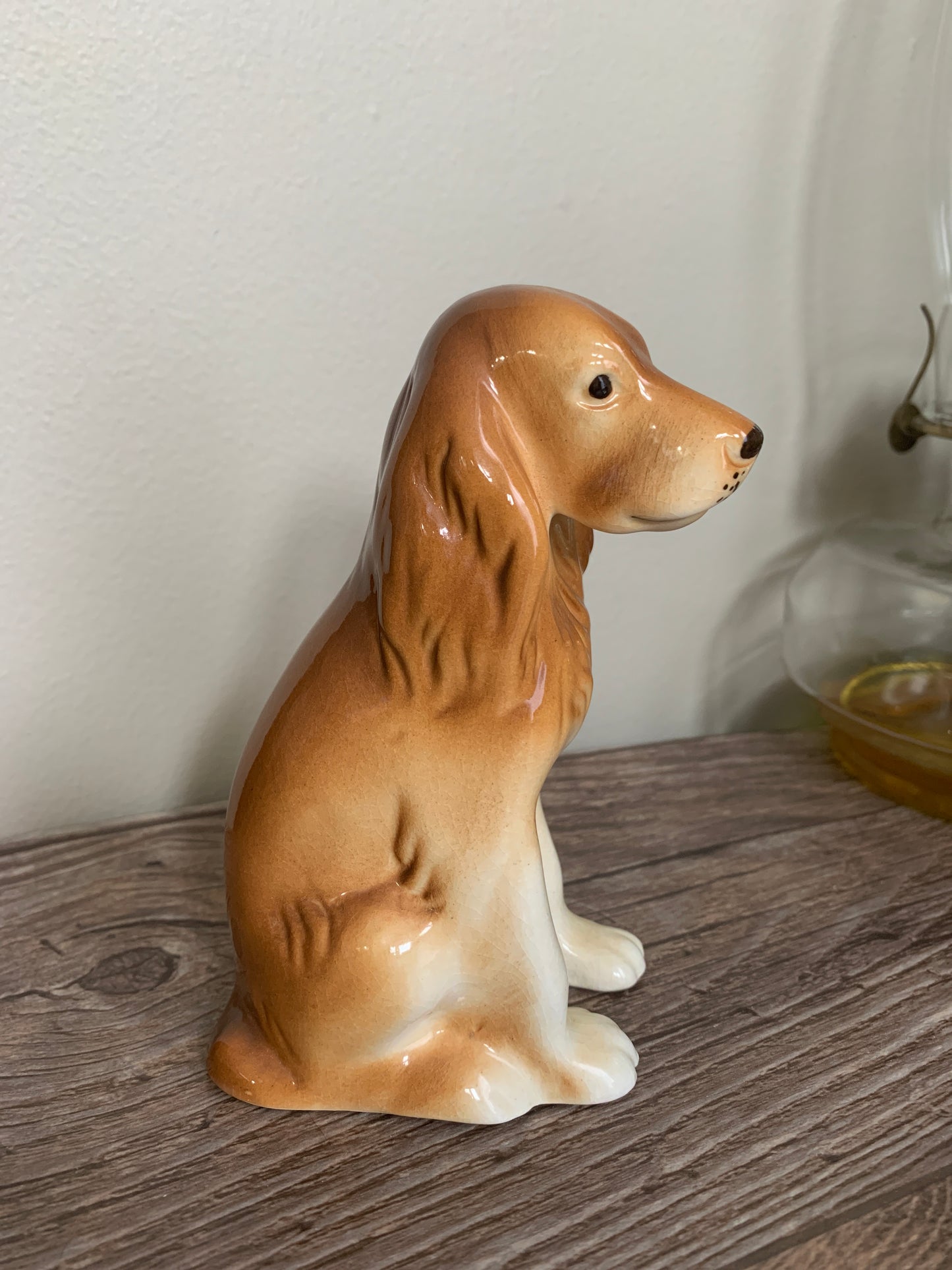 Vintage Dog Porcelain Figurine Royal Dux Sitting Spaniel Hound Dog Lovers Gift