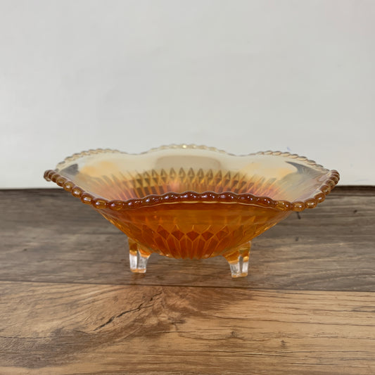 Vintage Marigold Carnival Glass Footed Bowl