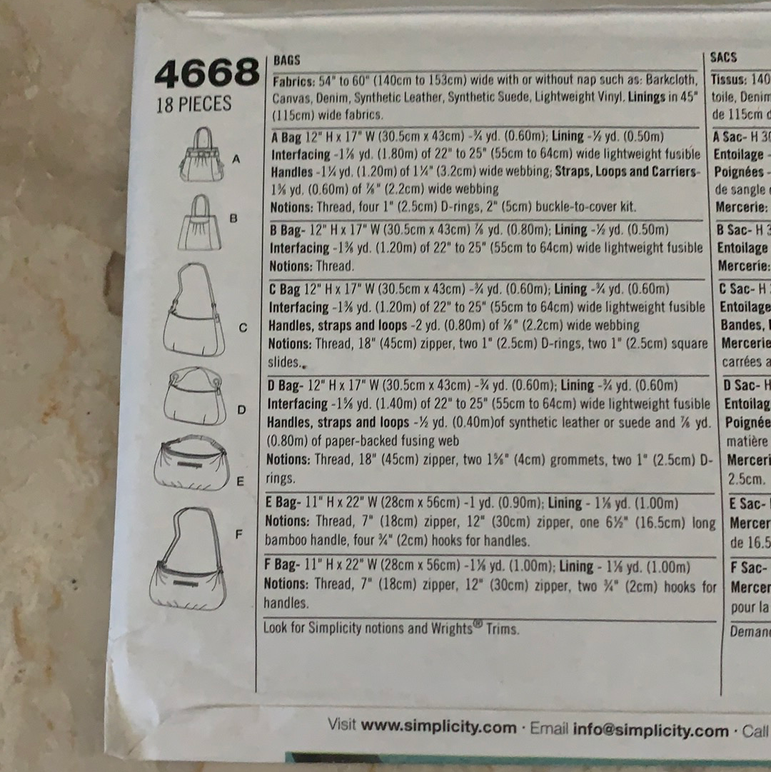 Simplicity 4668 Oversized Bag Sewing Pattern