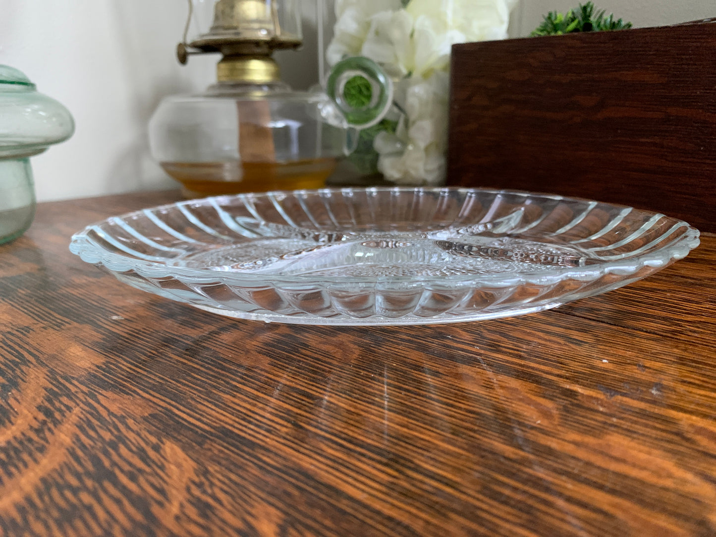 Sandwich Glass Divided Dish Relish Tray Vintage Serving Tiara Glass