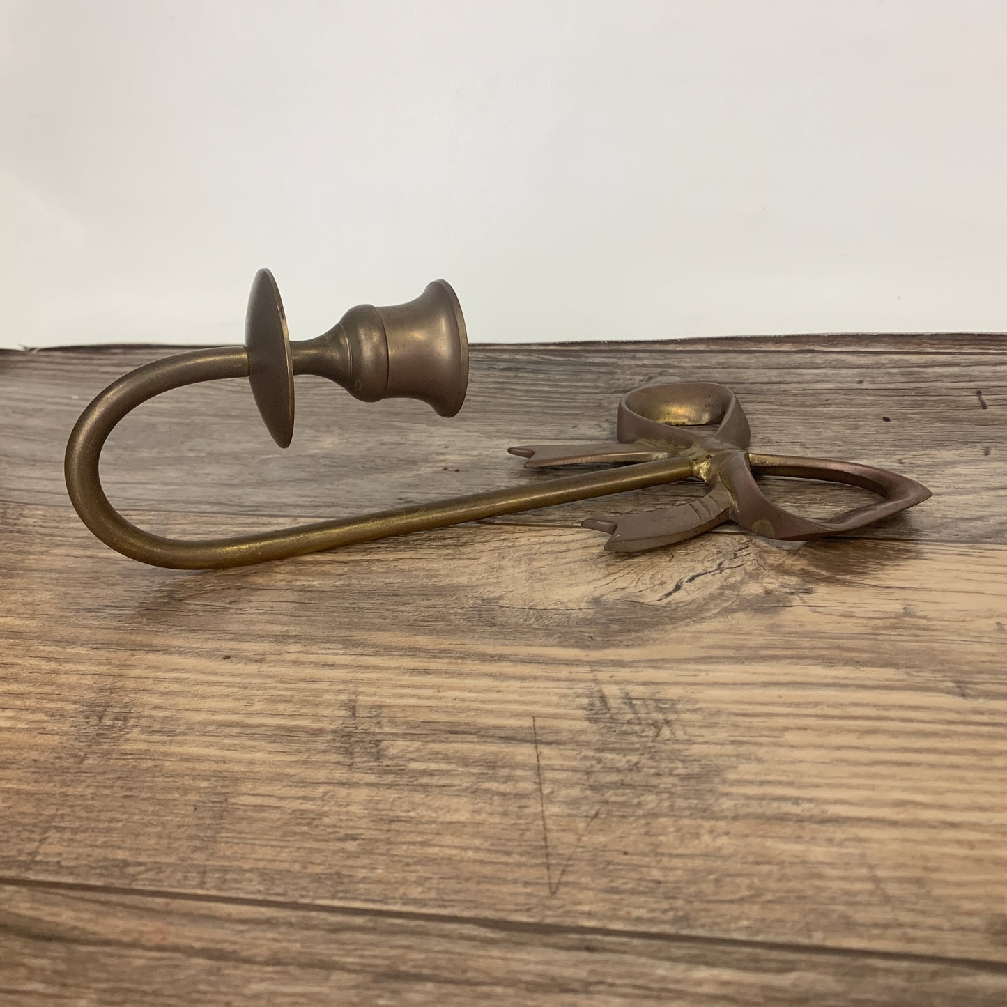 Vintage Brass Hanging Candlestick Holder with Bow
