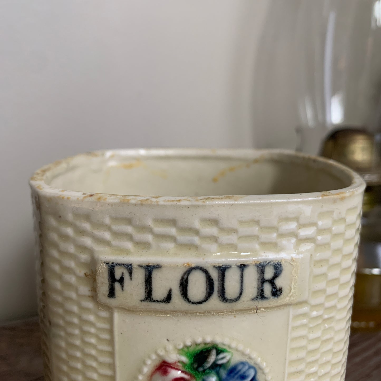 Ceramic Flour Canister, Made in Japan Vintage Flour Canister