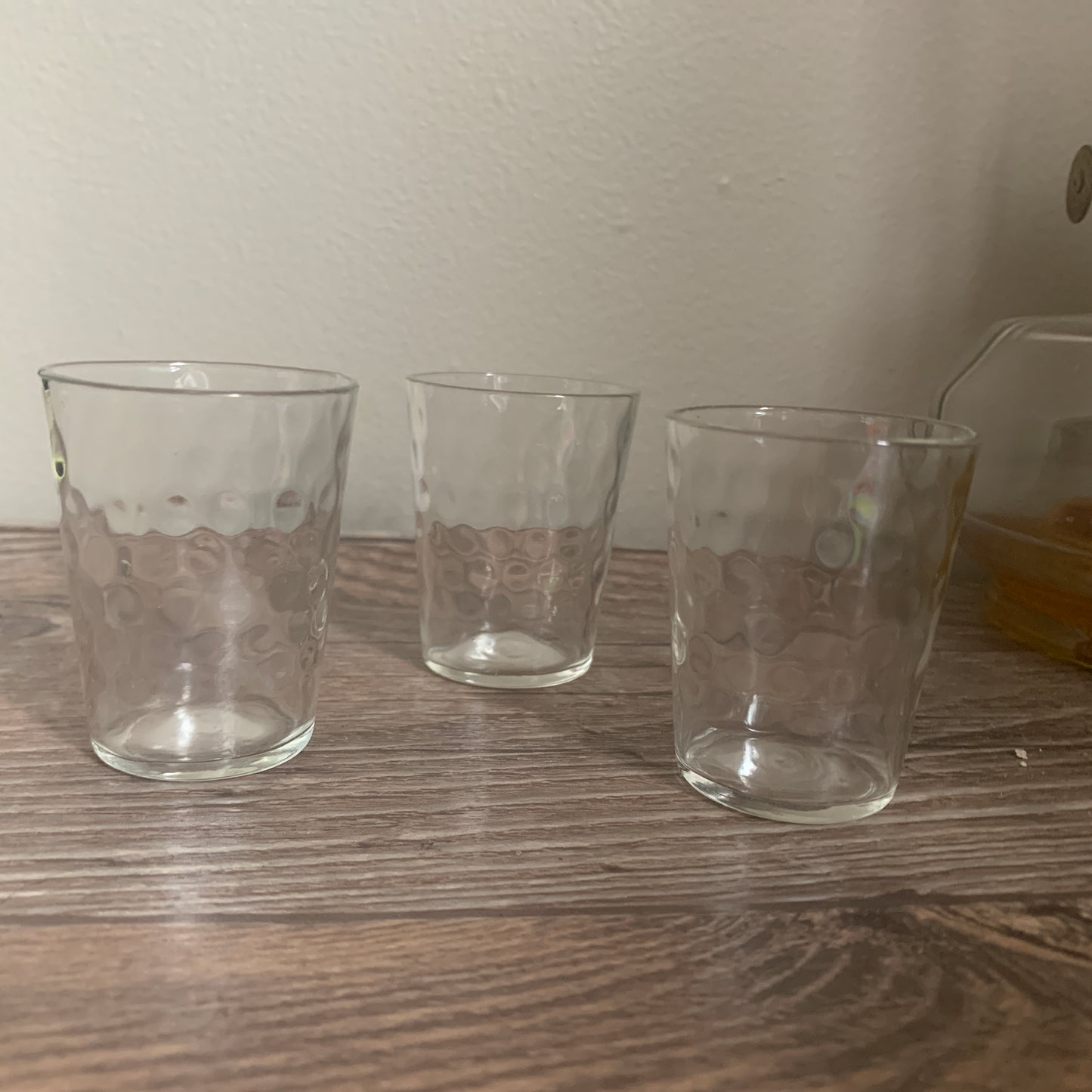 Set of 3 Coin Dot Shot Glasses, Vintage Clear Glass Shot Glasses