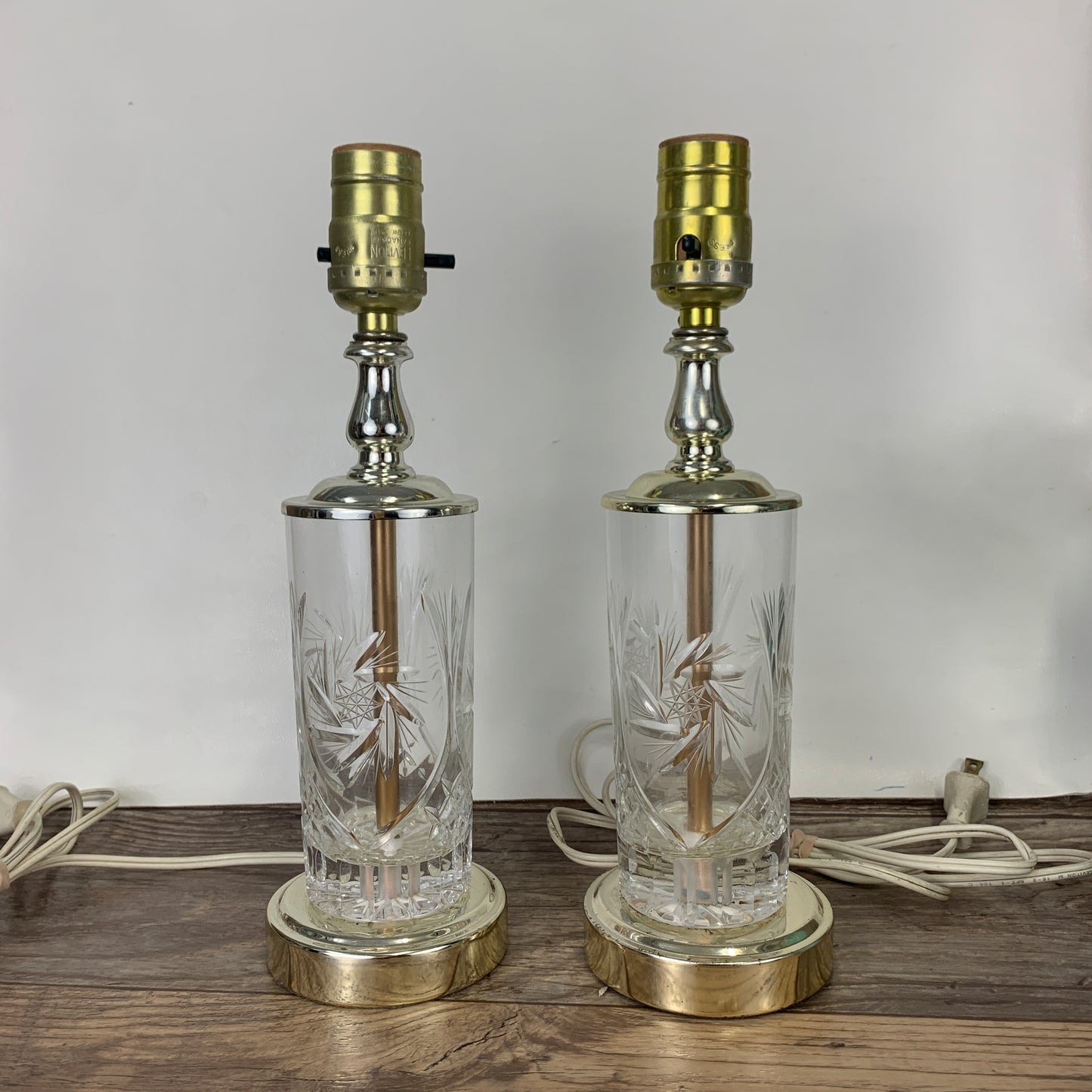 Cut Glass Lamps Set of 2 - Shades Not Included