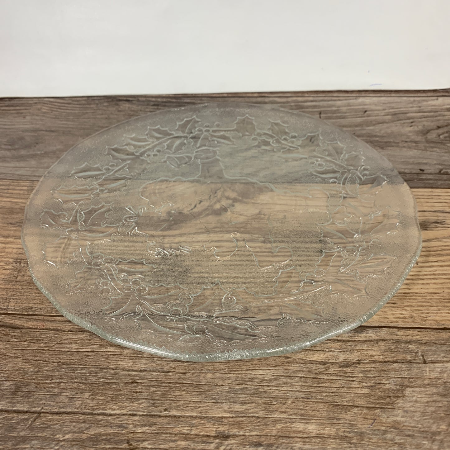 Large Clear Glass Platter, Santa Serving Tray