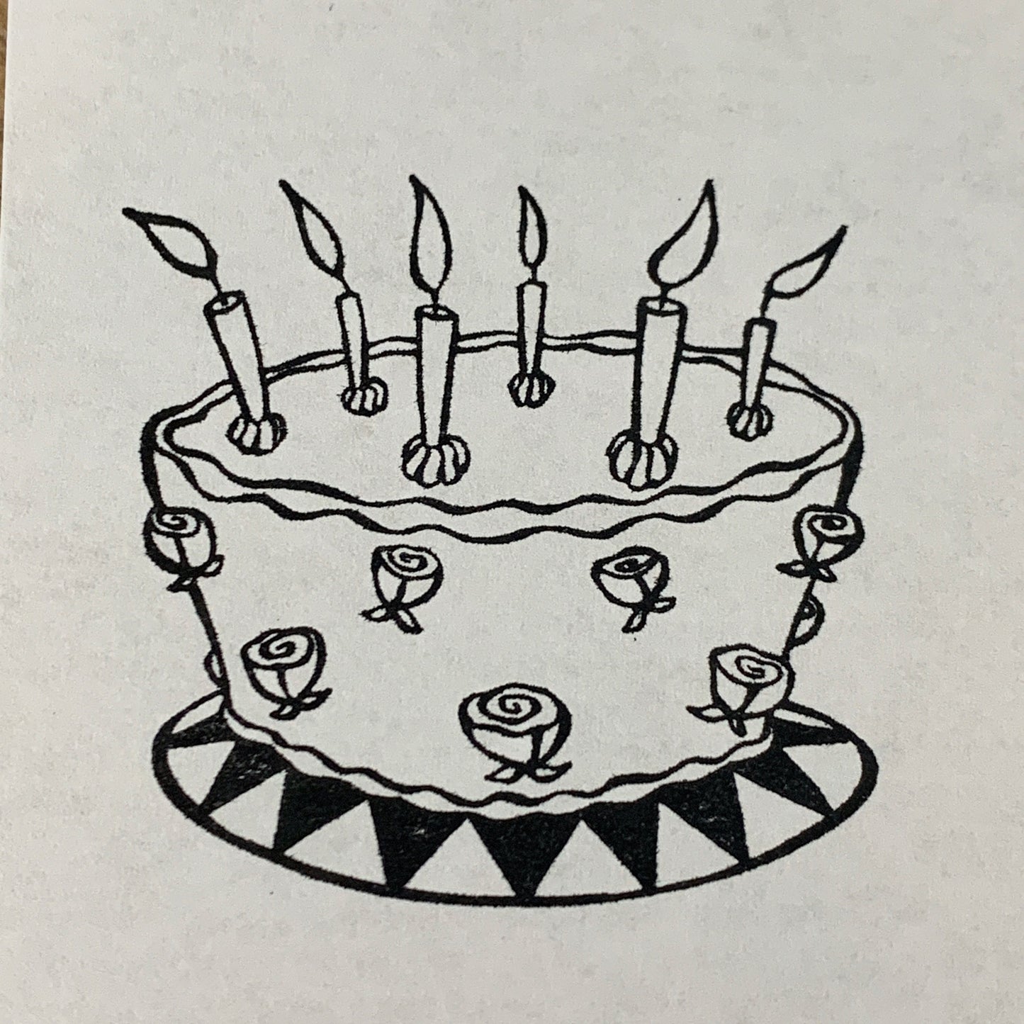 Birthday Cake Rubber Stamp Paper Craft Supply, Wacky Cake Rubber Stampede Wood Mounted Stamp