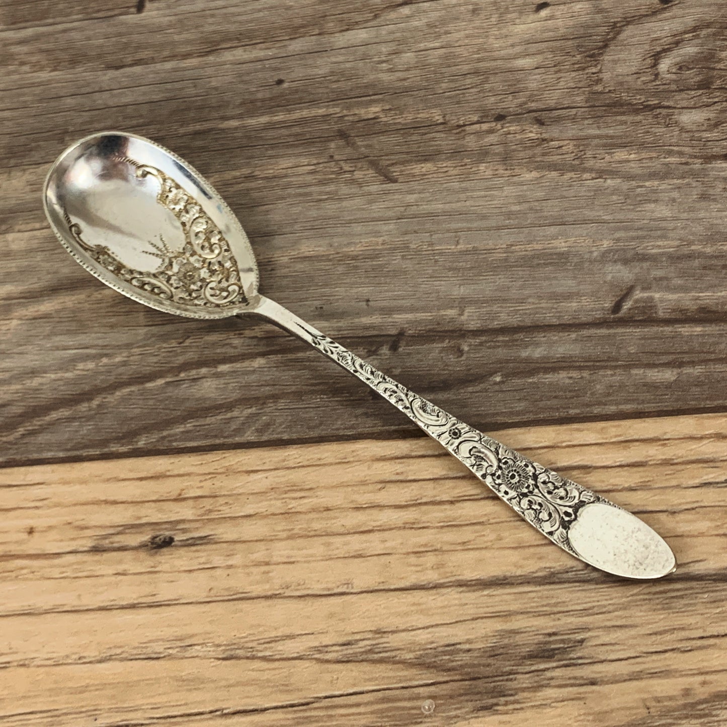Vintage Silver Plated Spoon with Decorative Handle and Bowl