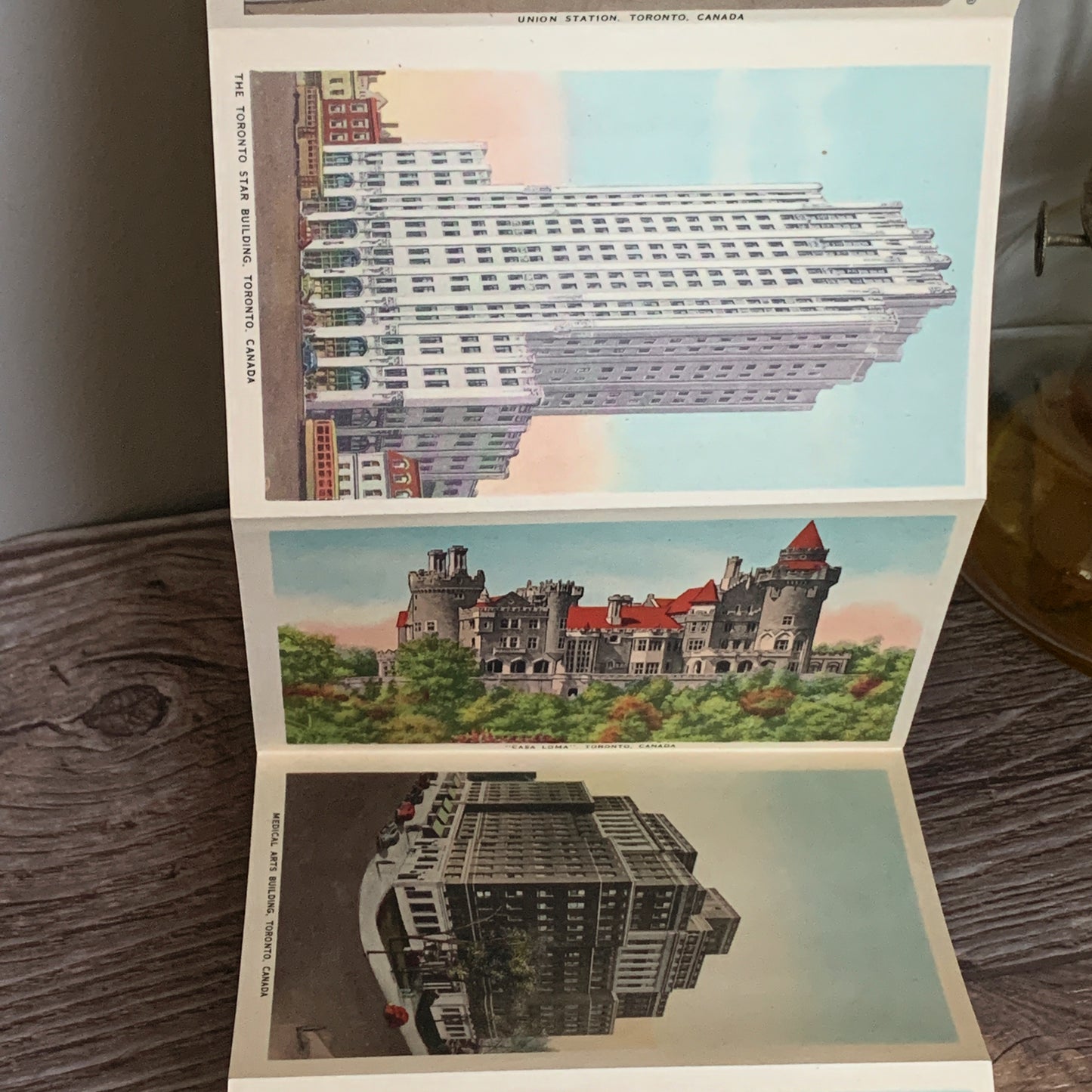 Vintage Fold Out Postcard Set City of Toronto 1949 Colour Scenes