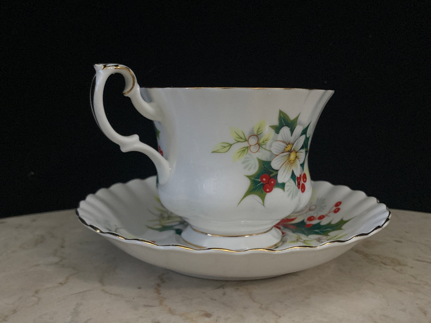 Vintage Royal Albert Yuletide Tea Cup and Saucer Set Christmas Teacup and Saucer Set