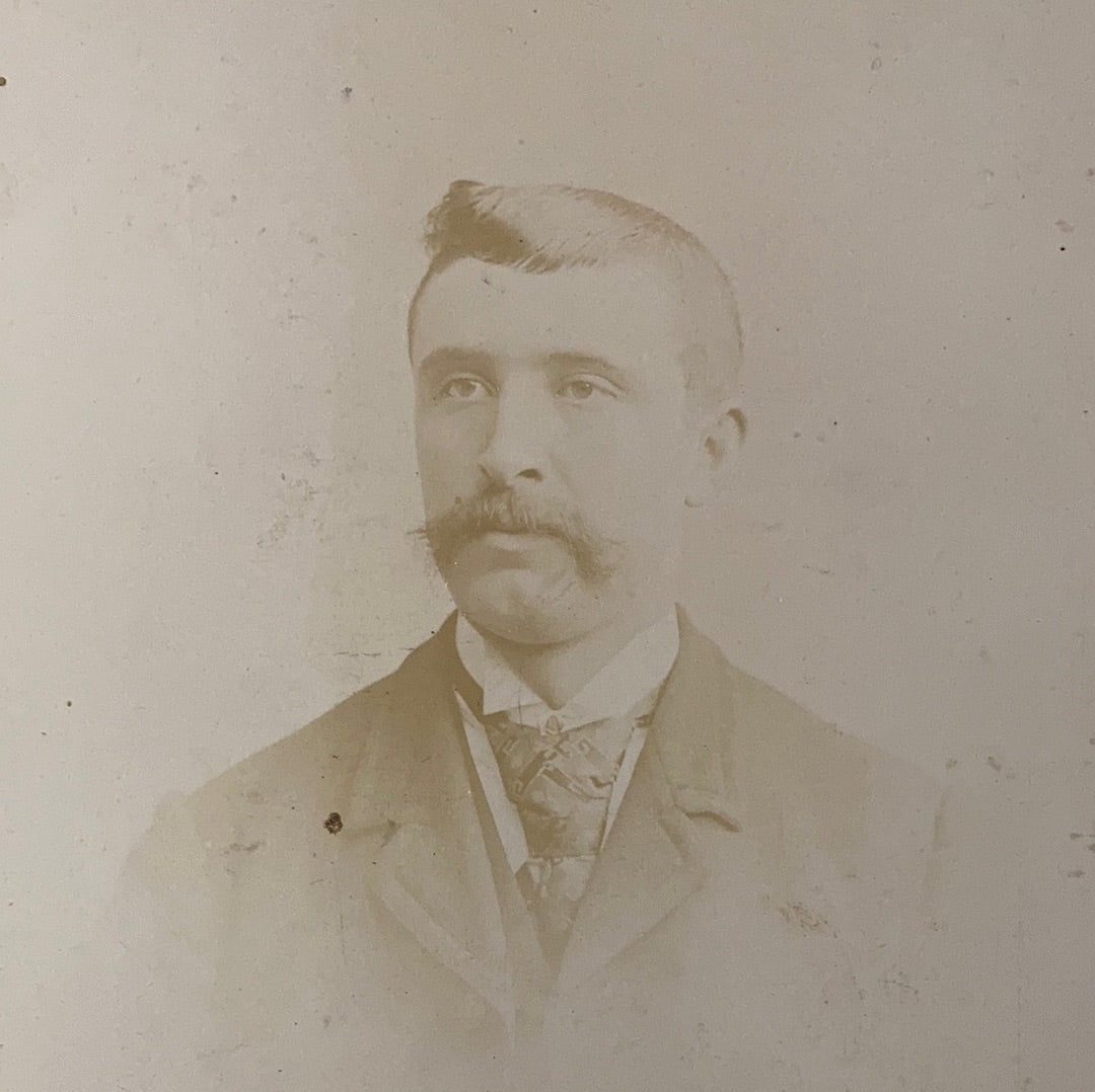 Antique Portrait of a Man Black and White Cabinet Card Found Photo Listowell Ontario Canada