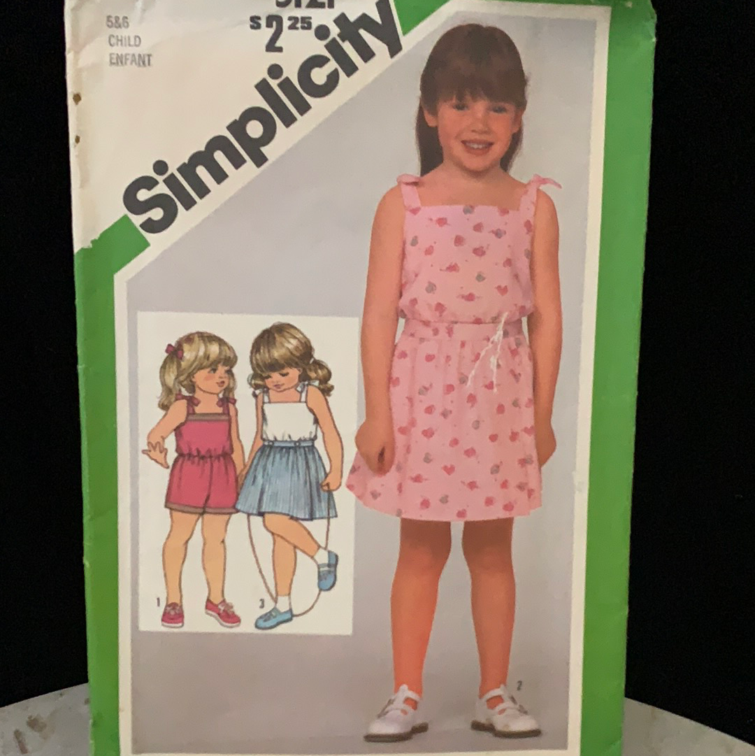 Girls Romper Vintage Sewing Pattern size 5 6 Simplicity 5121