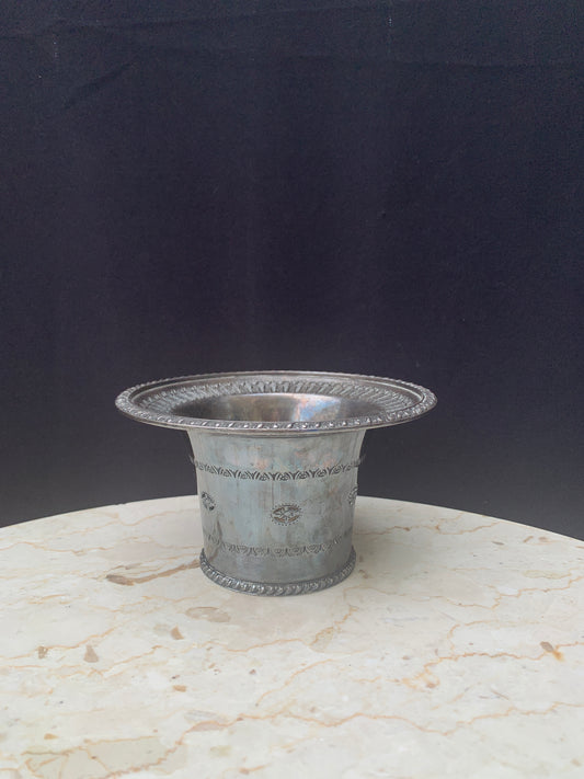 Silver Plated Vase with Punch Work Design
